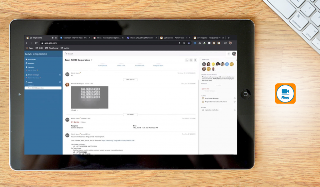 ringcentral video dashboard