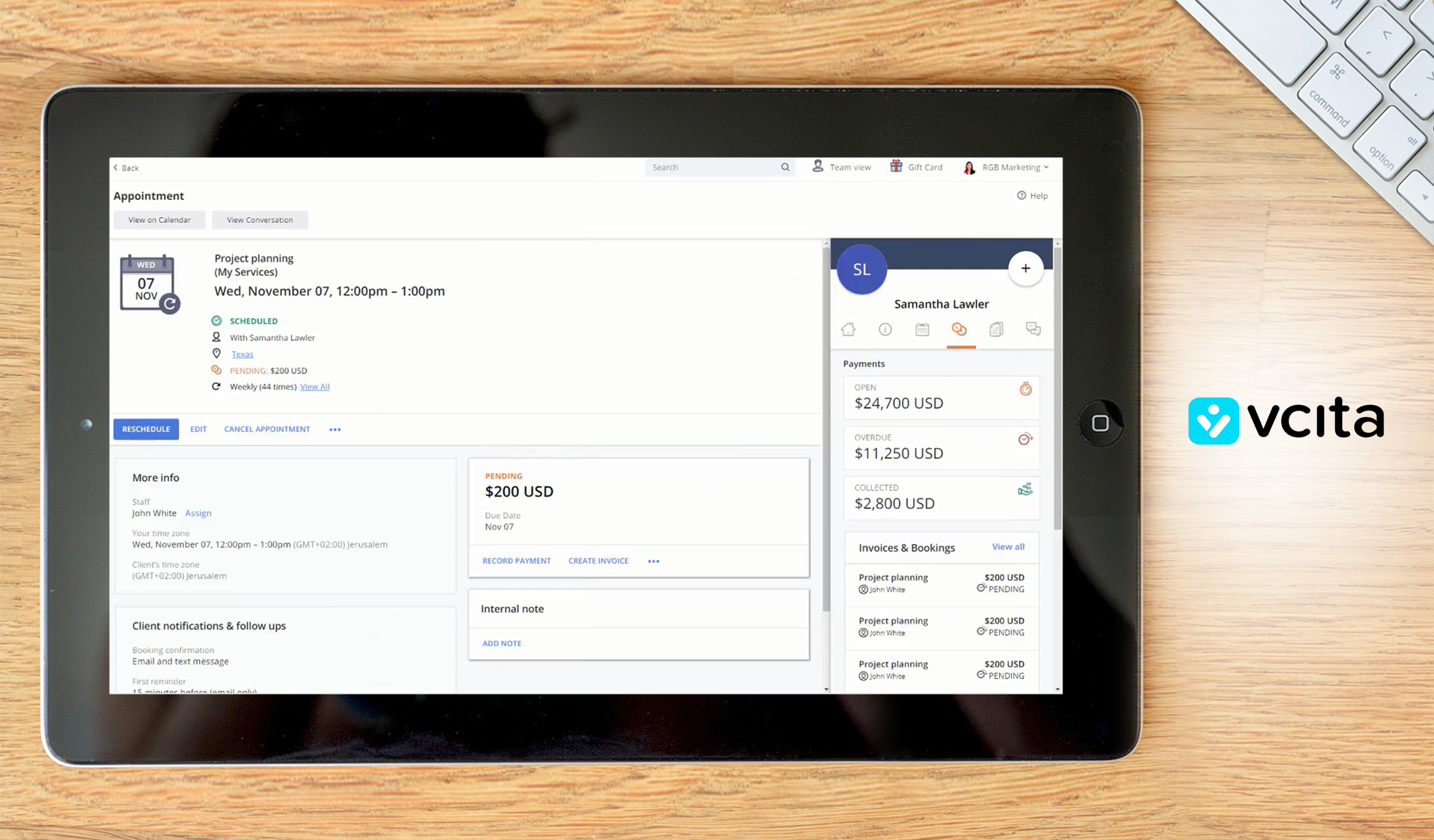 vCita dashboard