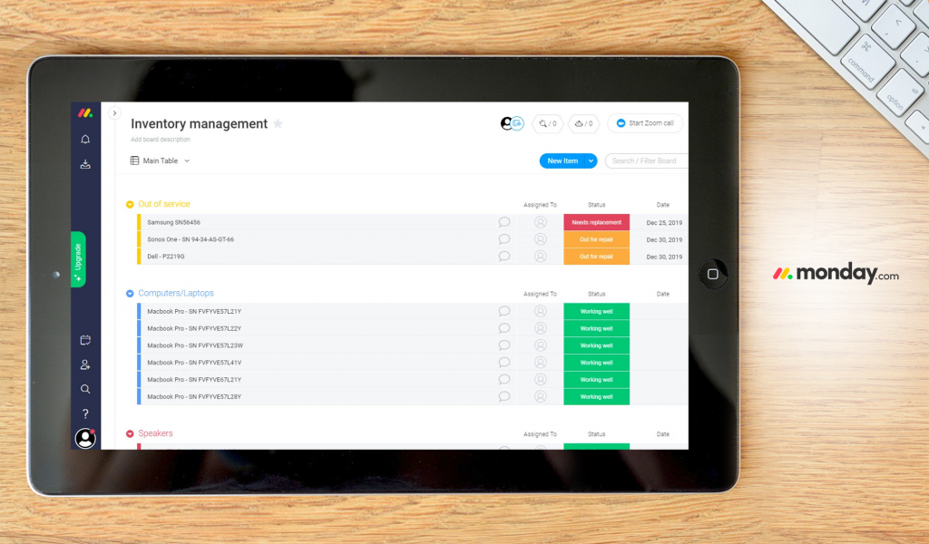 monday.com dashboard