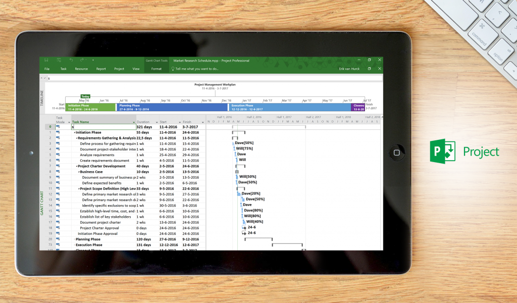 Microsoft Project dashboard