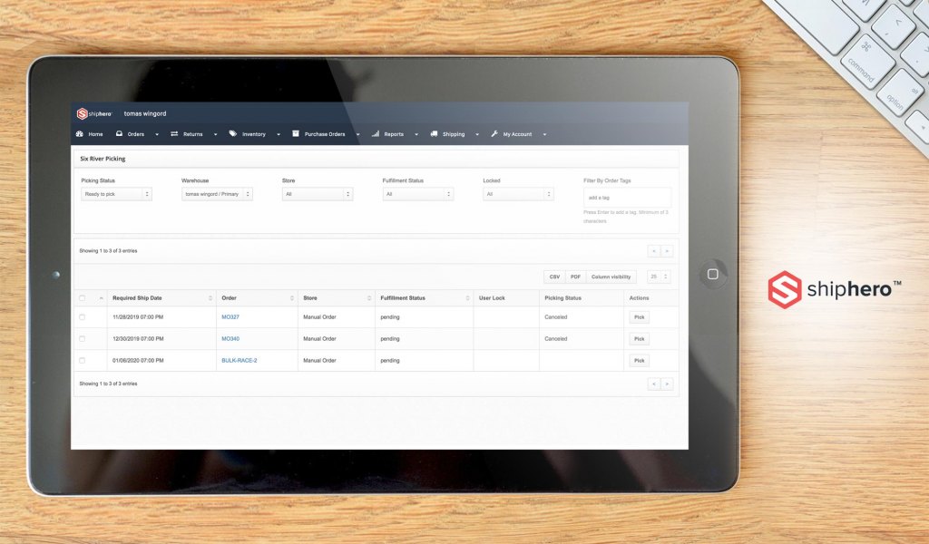 ShipHero dashboard