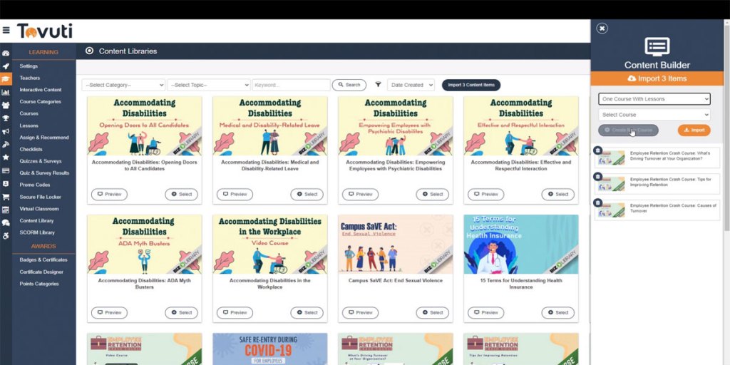 Tovuti content library