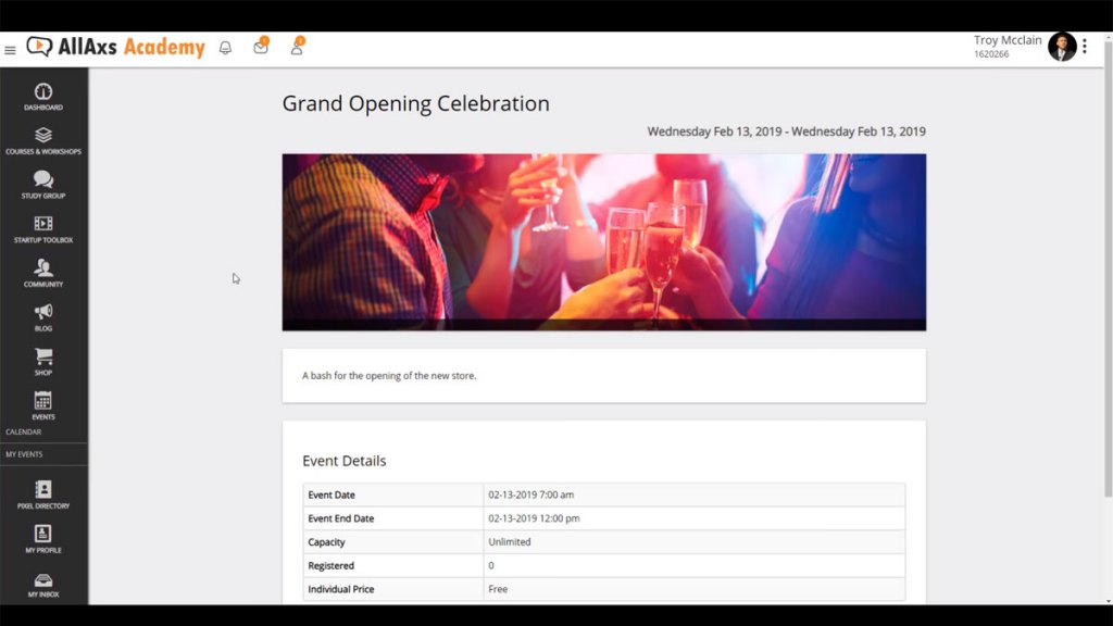 Tovuti event management