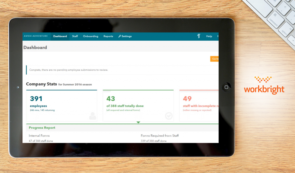 Workbright dashboard