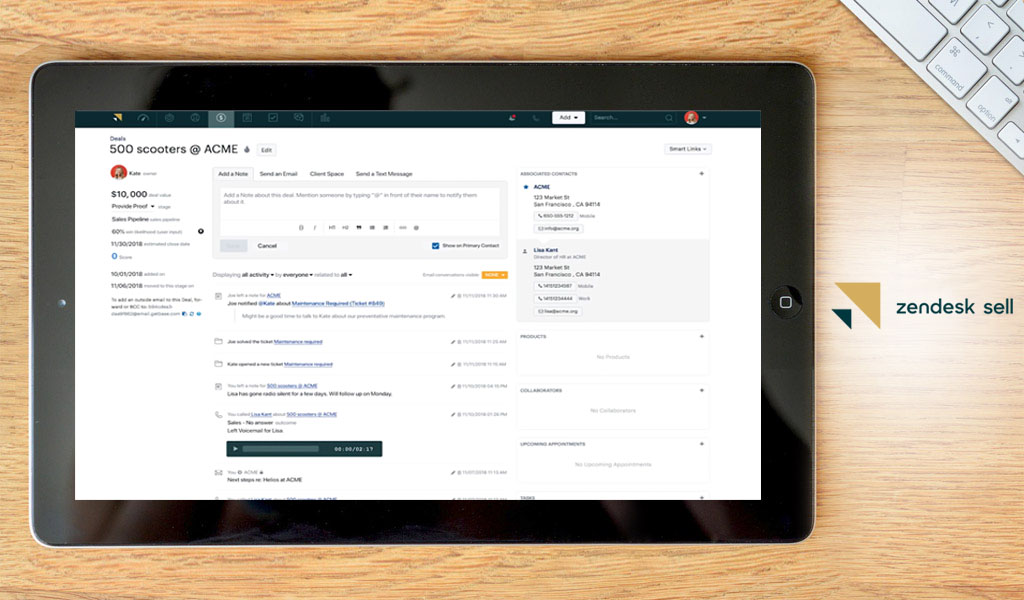 Zendesk Sell dashboard