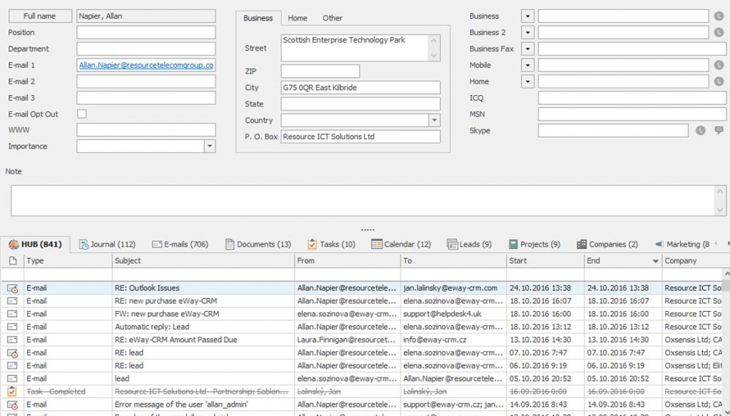 e-Way CRM dashboard