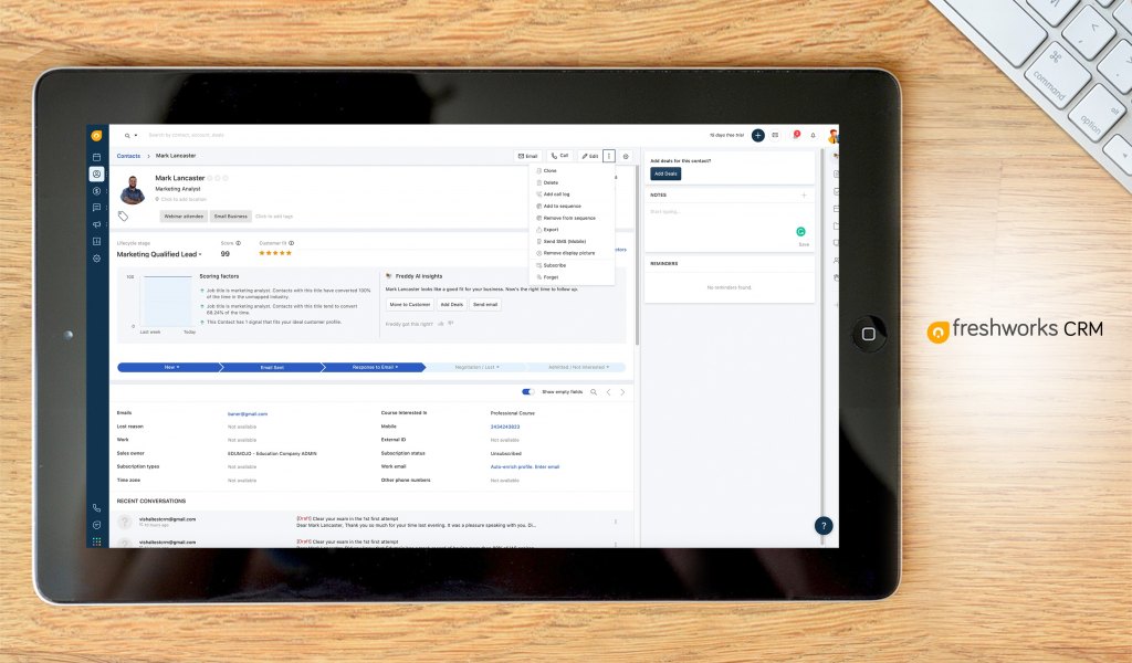 Freshworks CRM dashboard
