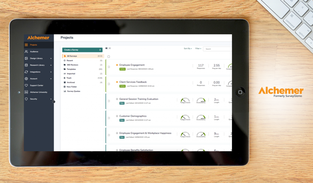 Alchemer dashboard