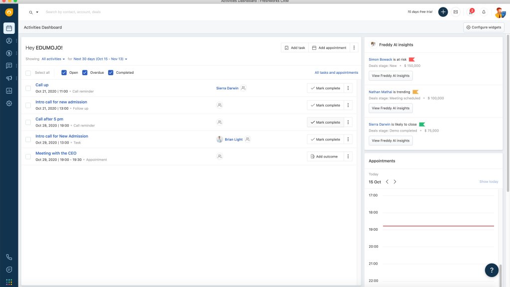 Freshworks CRM dashboard