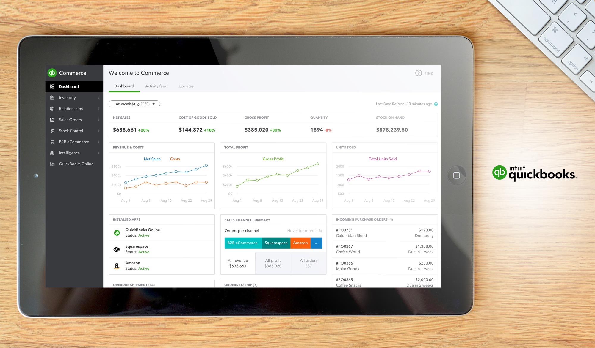 QuickBooks Commerce dashboard