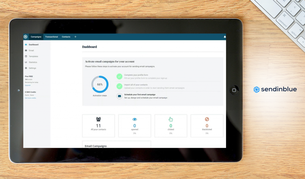 SendinBlue dashboard