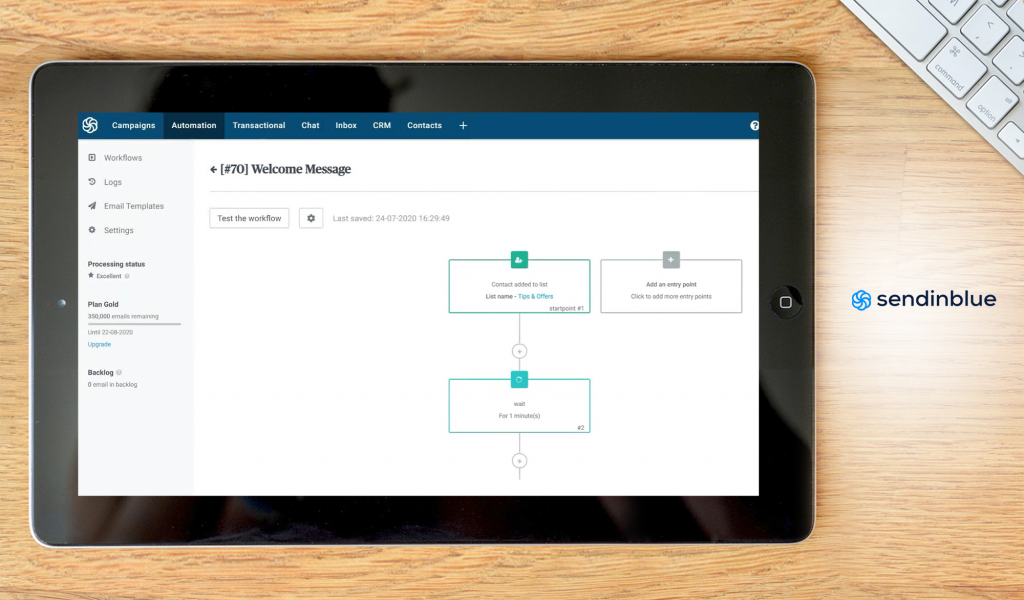 SendinBlue dashboard