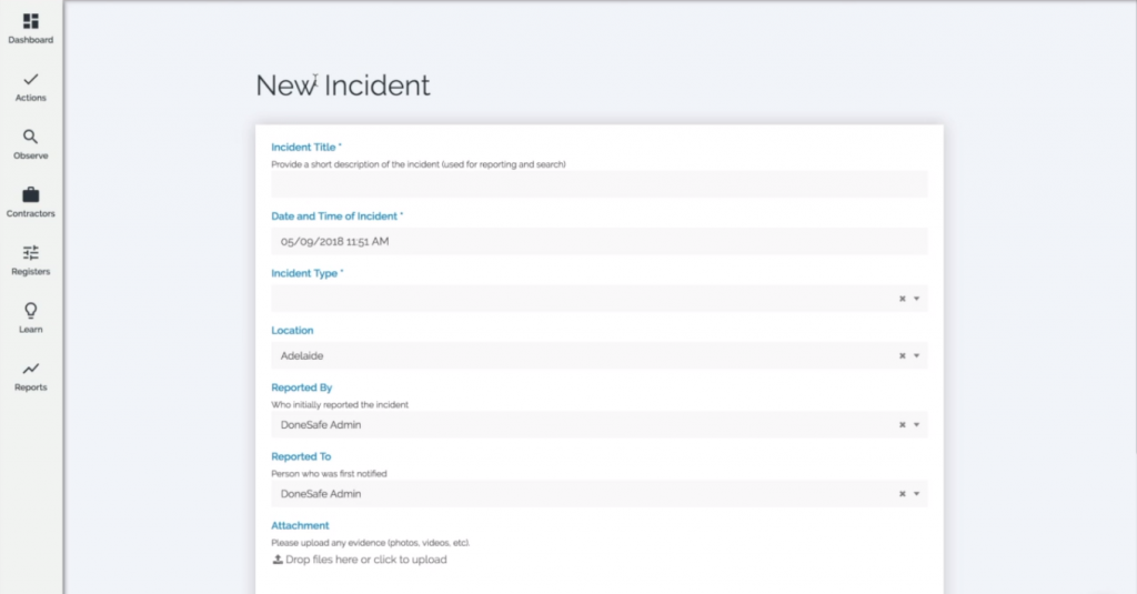 Donesafe Incident Report