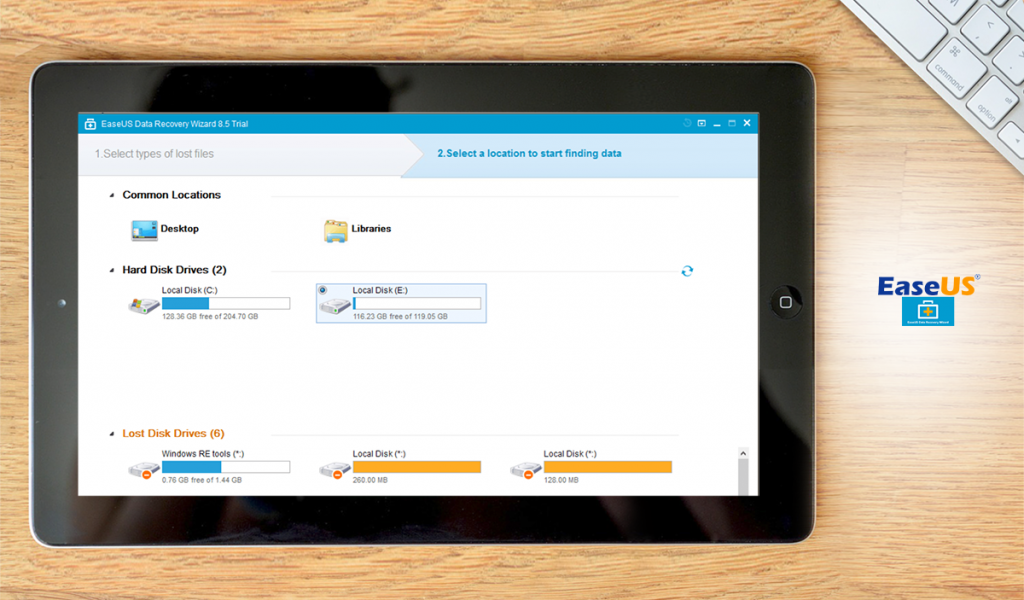 EaseUS Data Recovery Wizard dashboard