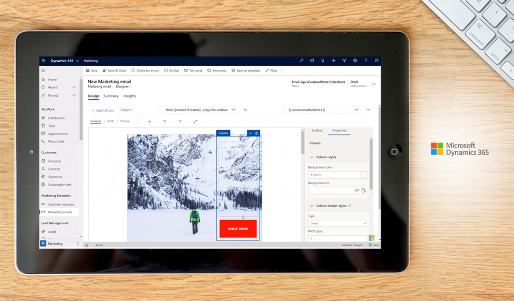 Microsoft Dynamics 365 Marketing dashboard