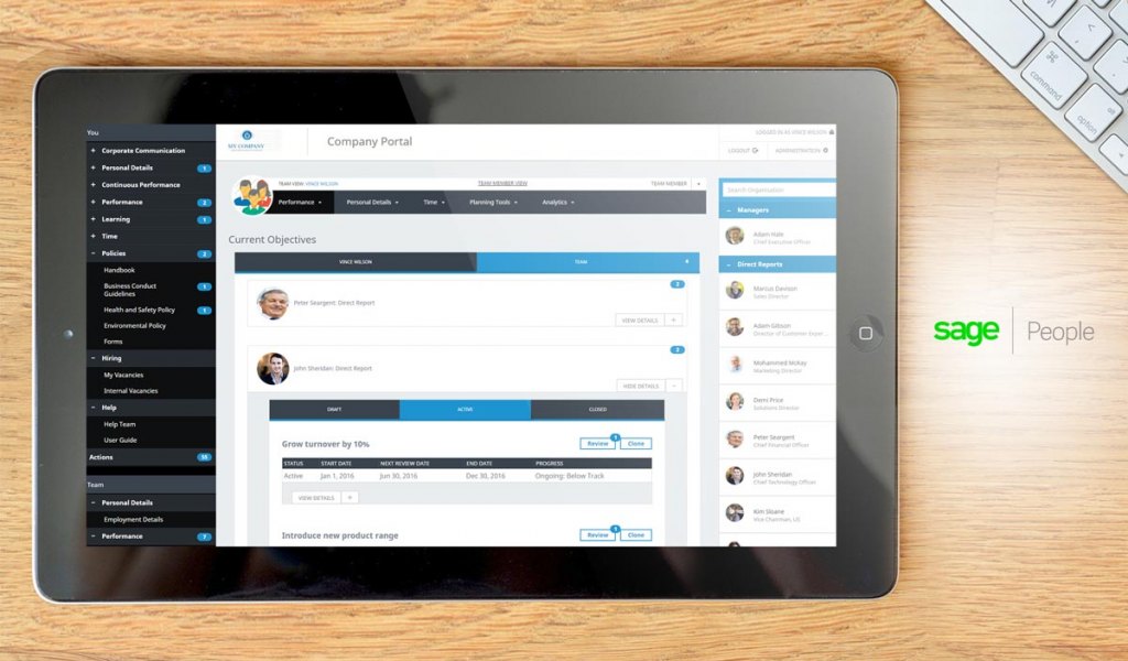 Sage People dashboard