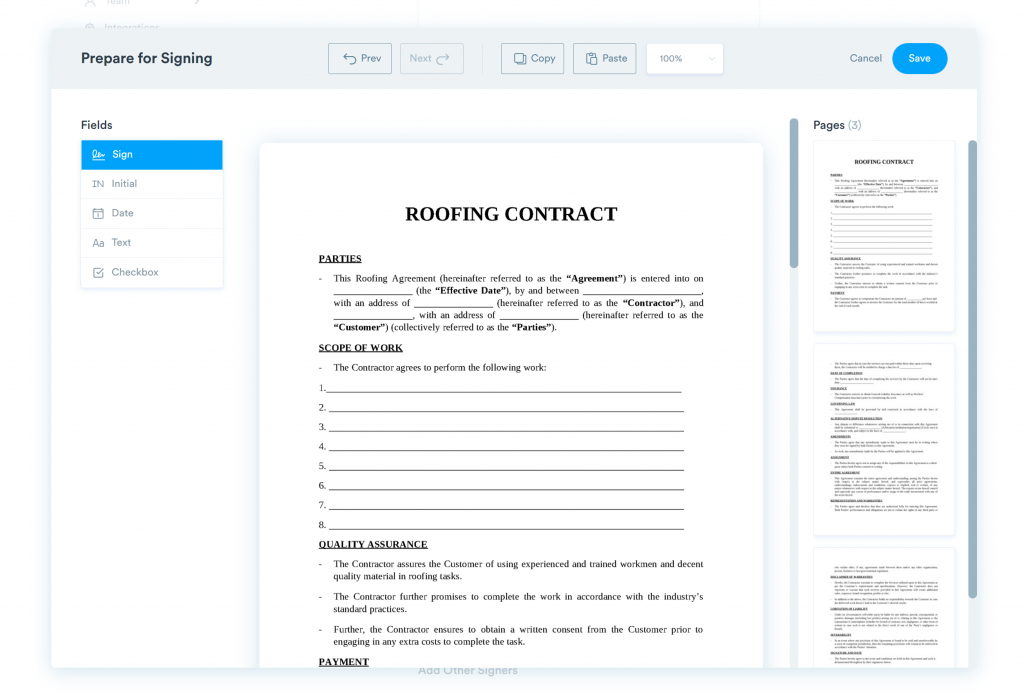 signaturely document preparation