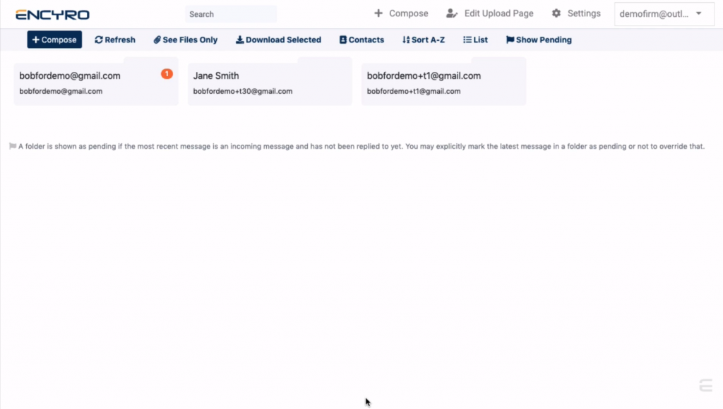 encyro encrypted file dashboard