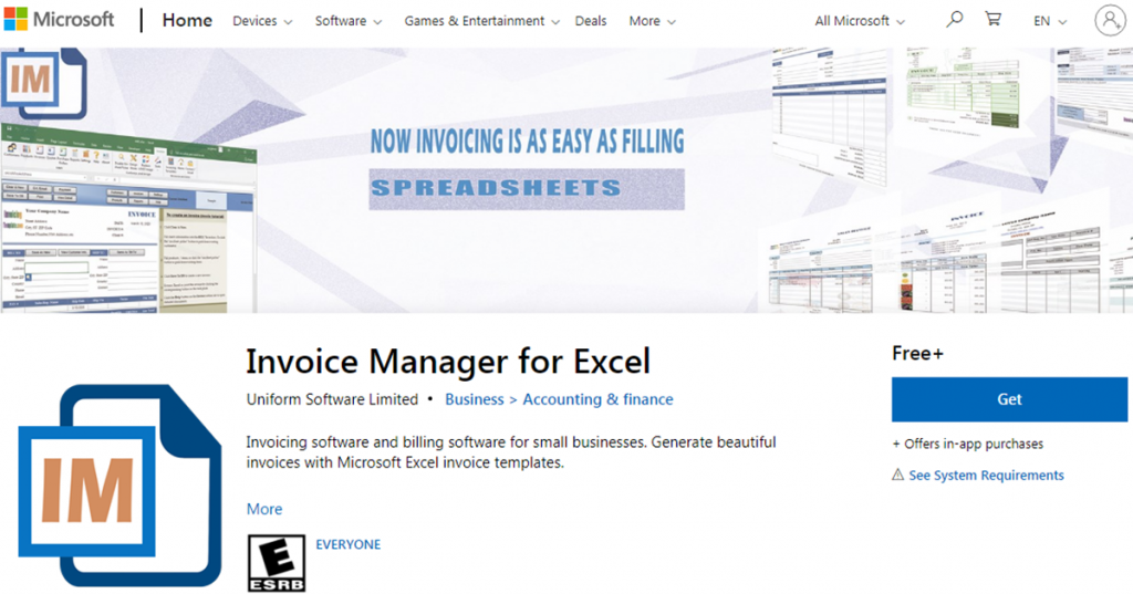 Invoice Manager for Excel - unbundling sample