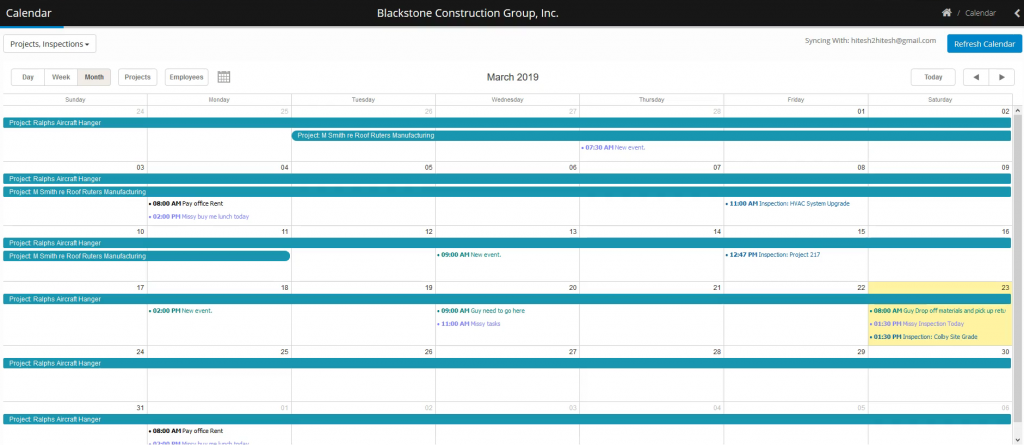 Contractor Foreman task schedule