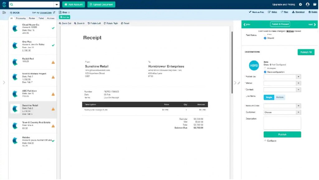 Xero receipts and bills