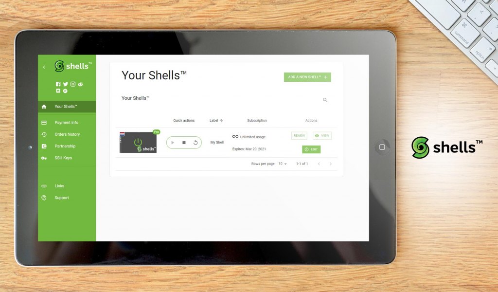 Shells dashboard
