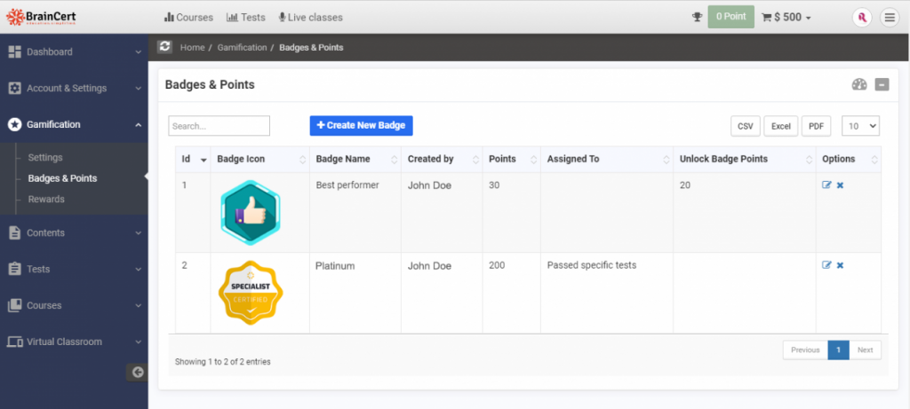 Gamification BrainCert LMS