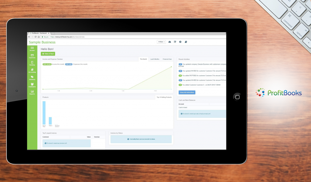 ProfitBooks dashboard