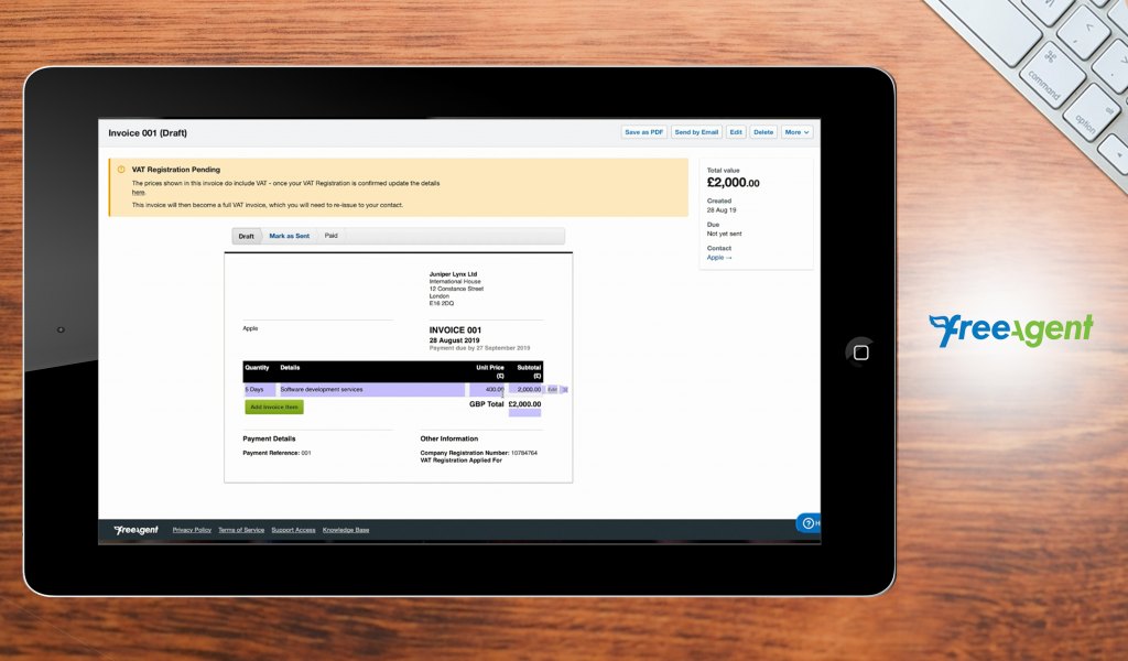 freeagent dashboard