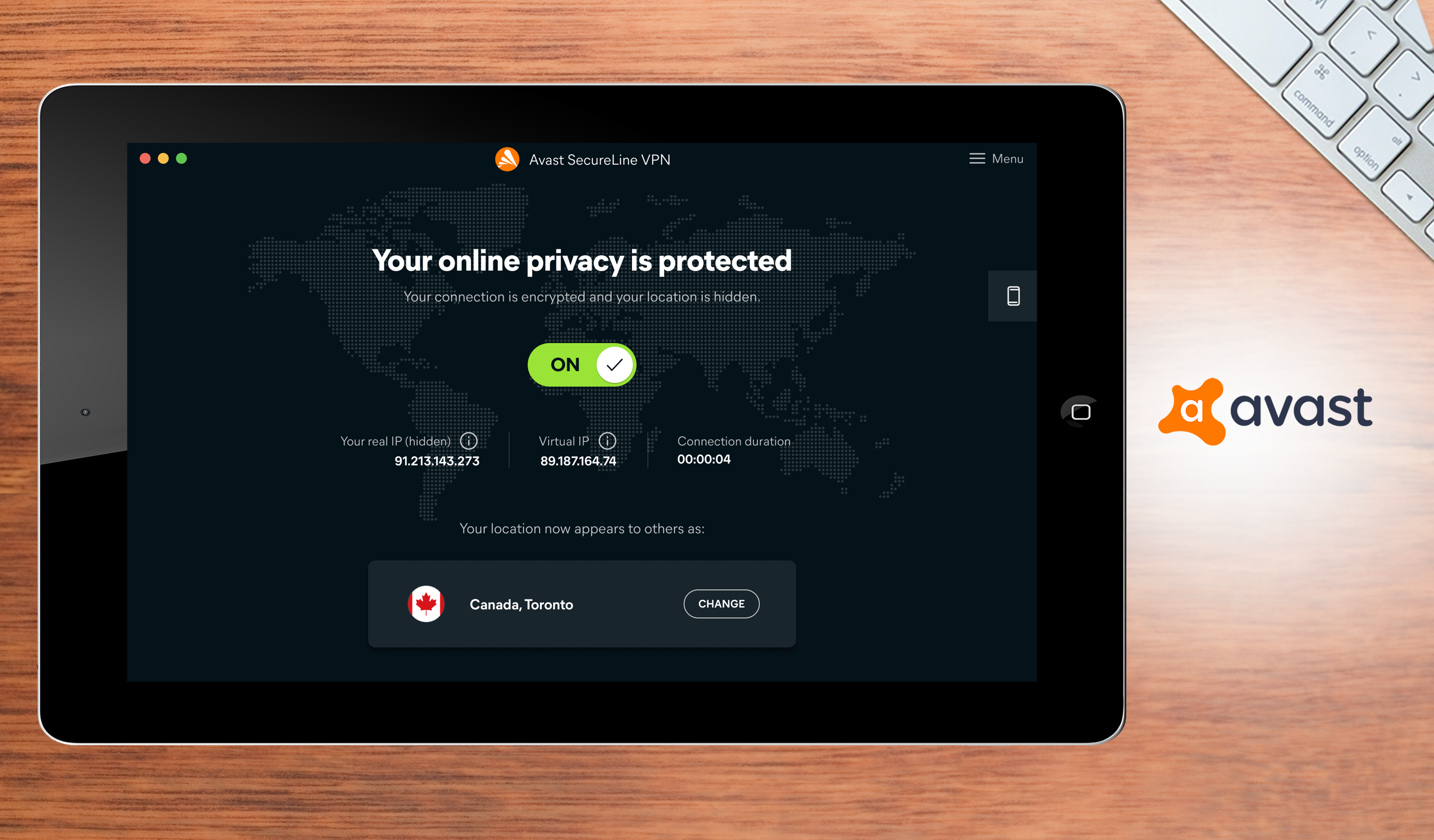 Avast SecureLine dashboard