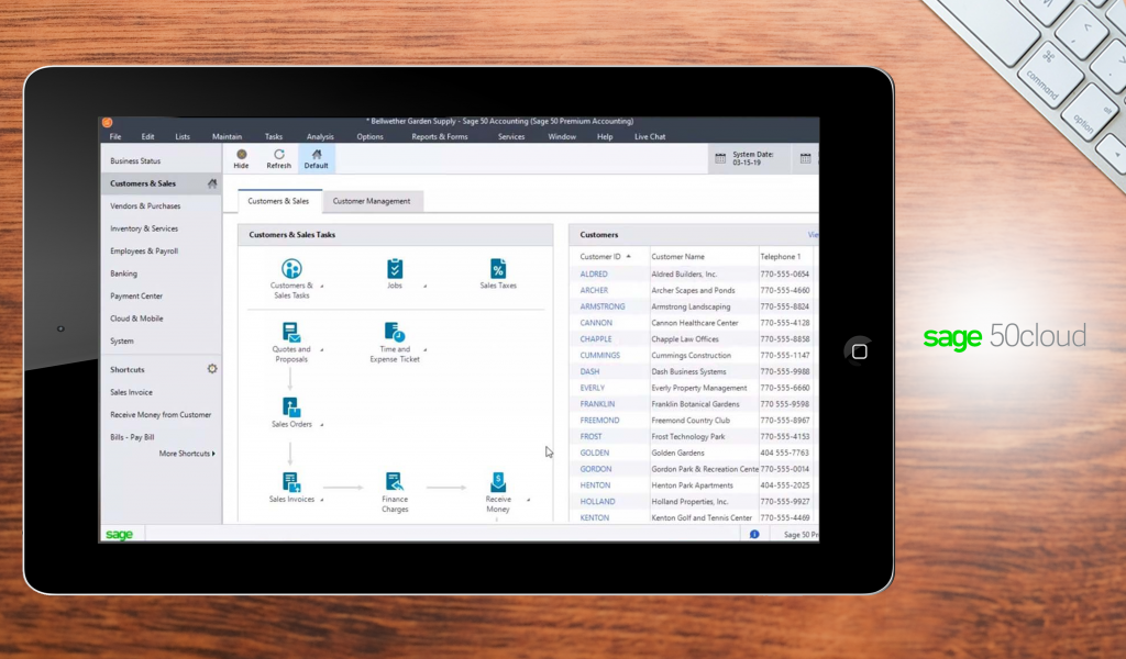 Sage 50Cloud dashboard
