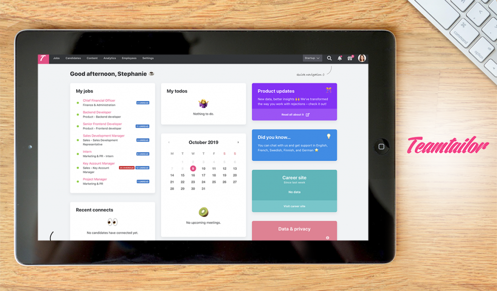 Teamtailor dashboard