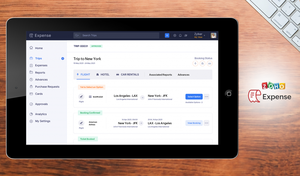 Zoho Expense dashboard