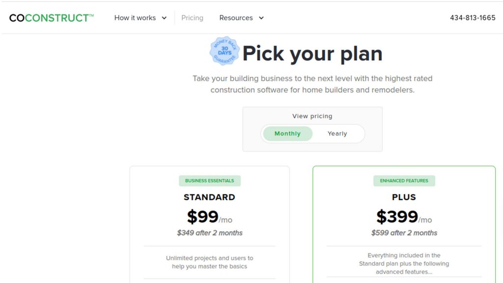 CoConstruct Pricing