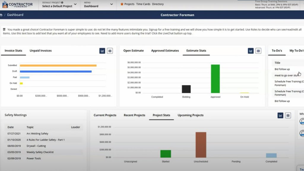 Contractor Foreman Dashboard