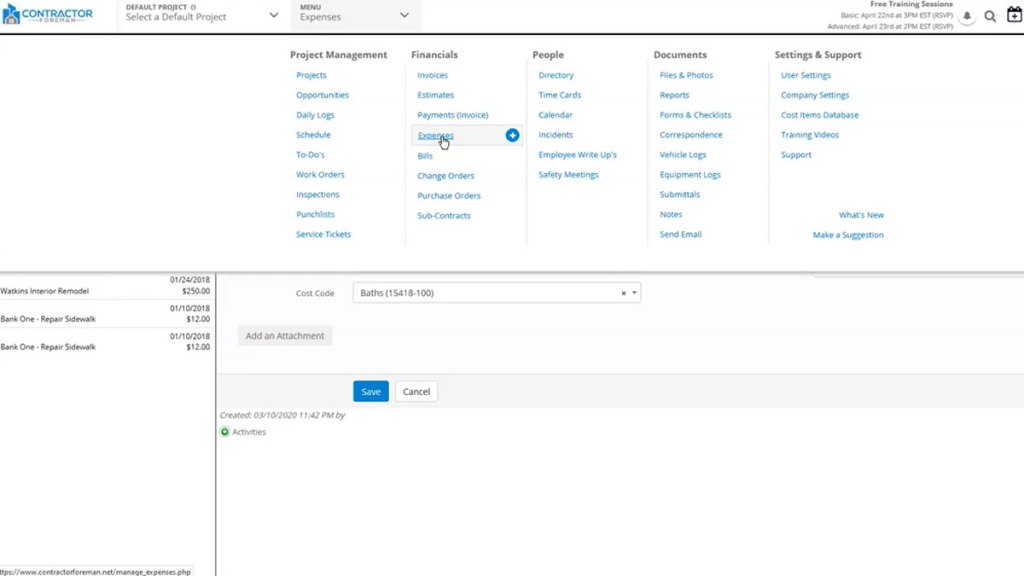 Finance management: contractor foreman vs. procore