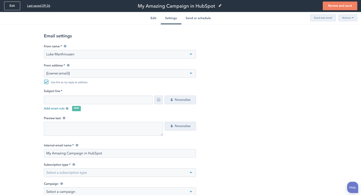HubSpot campaign view