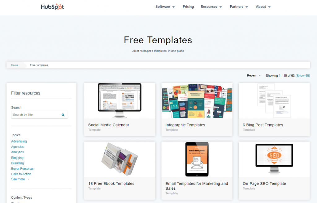HubSpot template dashboard