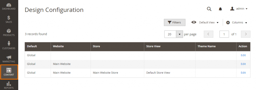 magento design configuration
