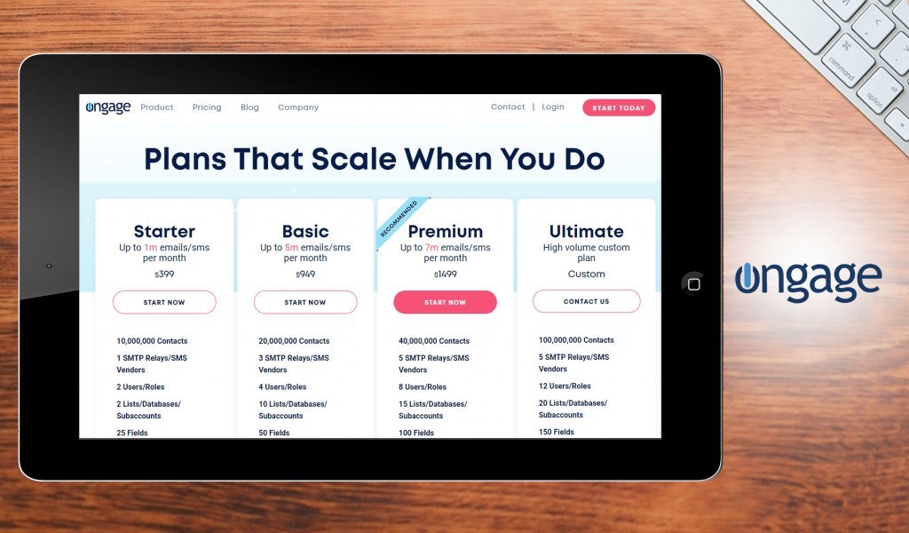 Ongage dashboard - pricing