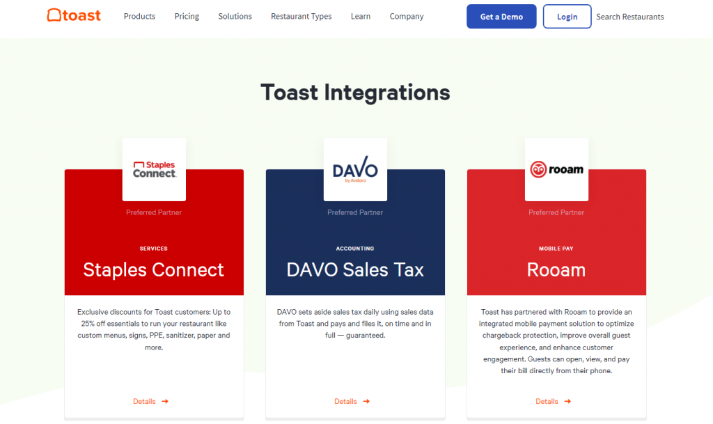 Toast integrations