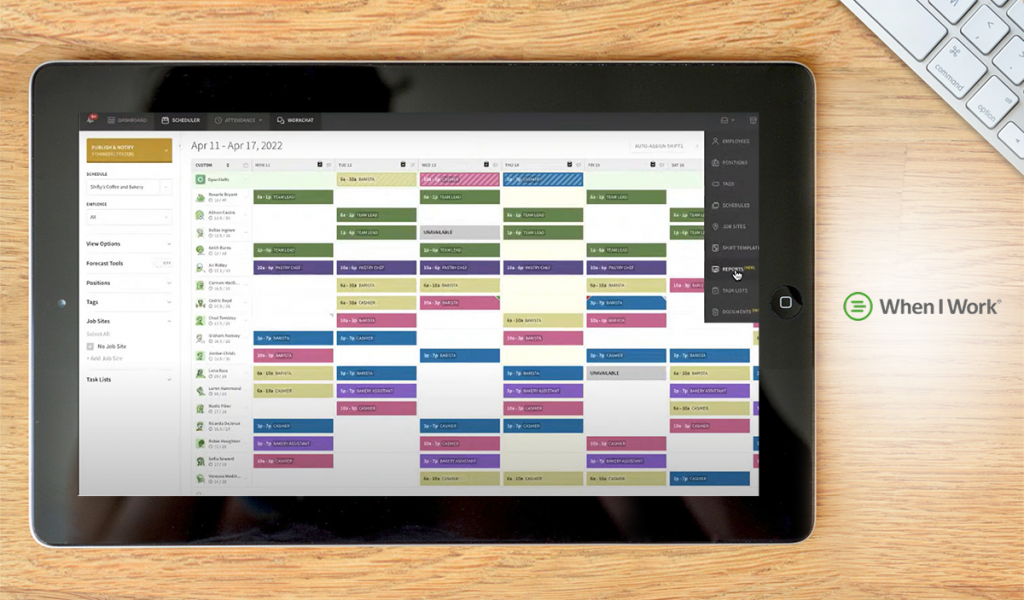 When I Work dashboard