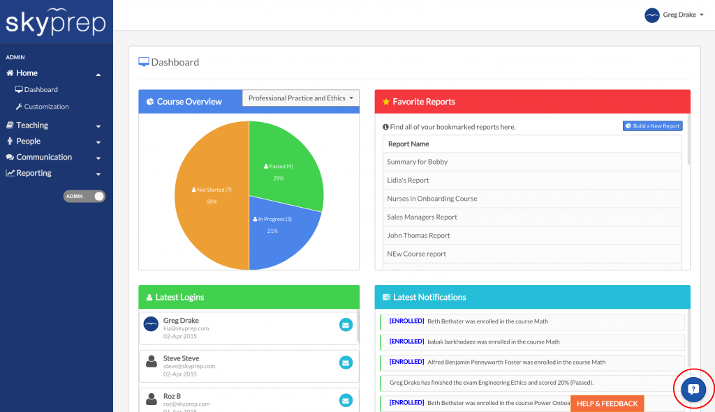 SkyPrep LMS analytics