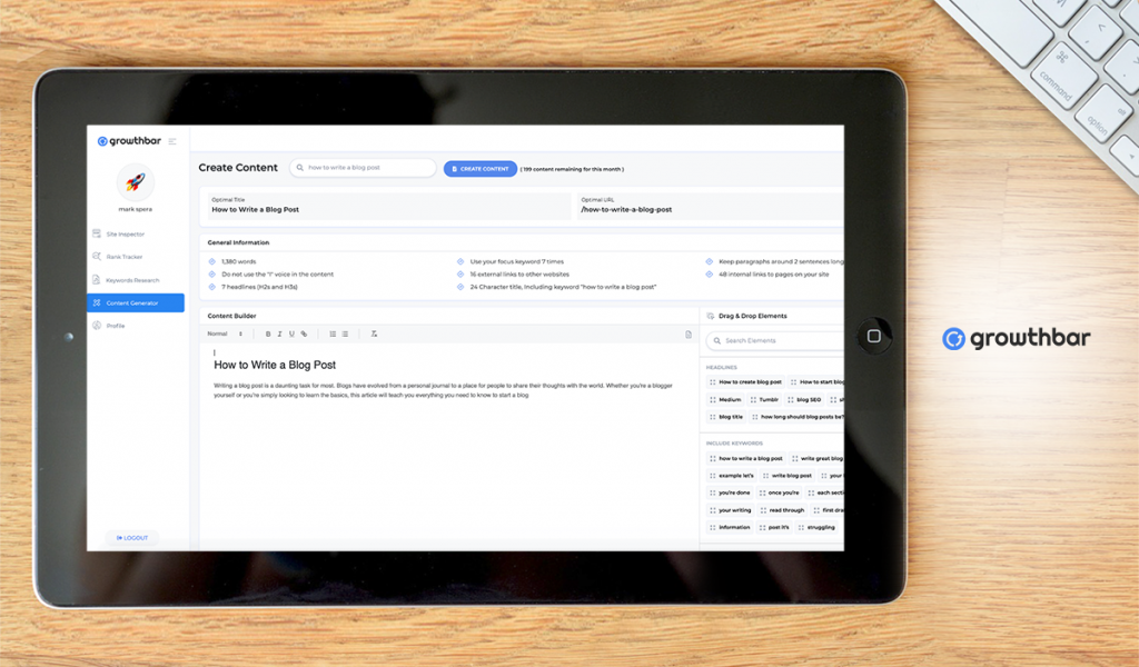 GrowthBar dashboard