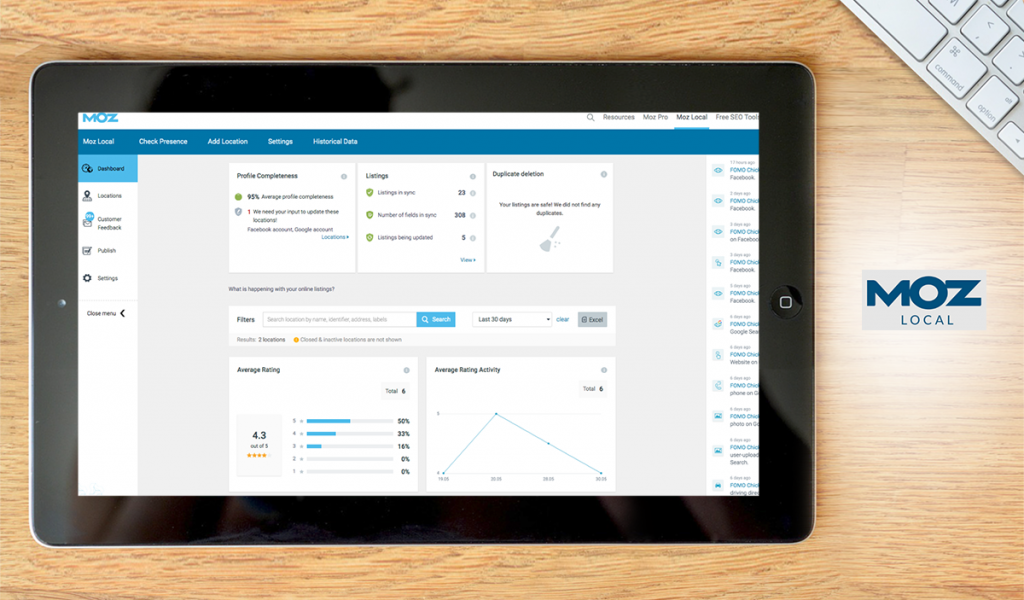 MOZ Local dashboard