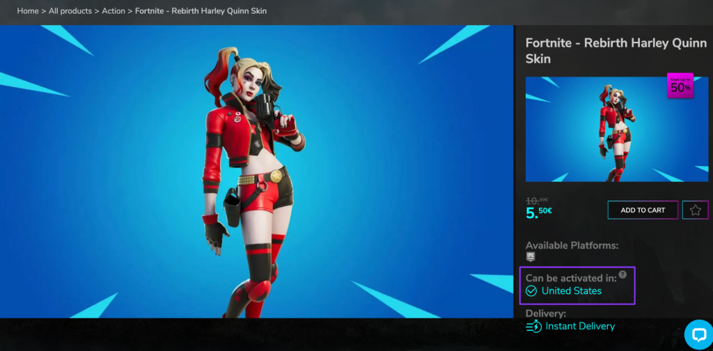 An example of a page that shows what country specific content can be accessed in