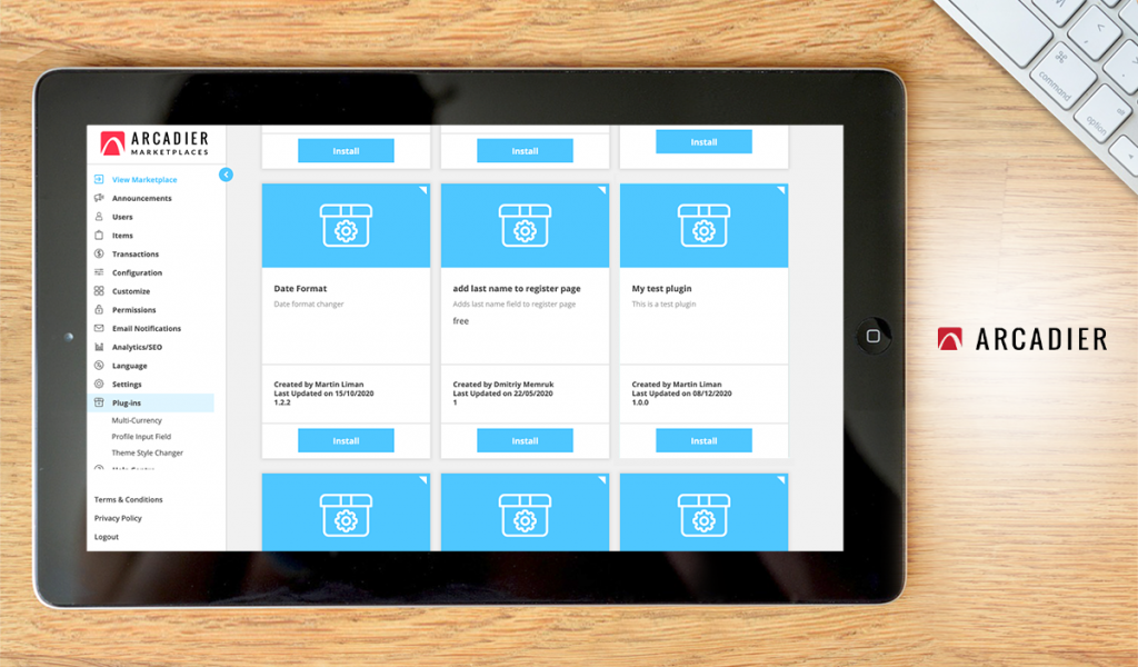 Arcadier dashboard
