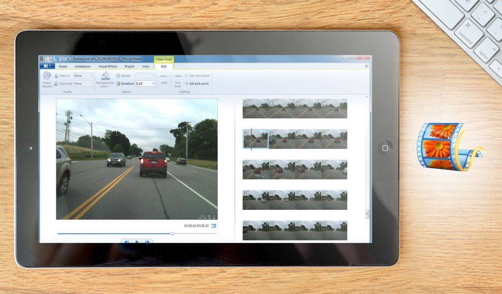 Windows Movie Maker dashboard