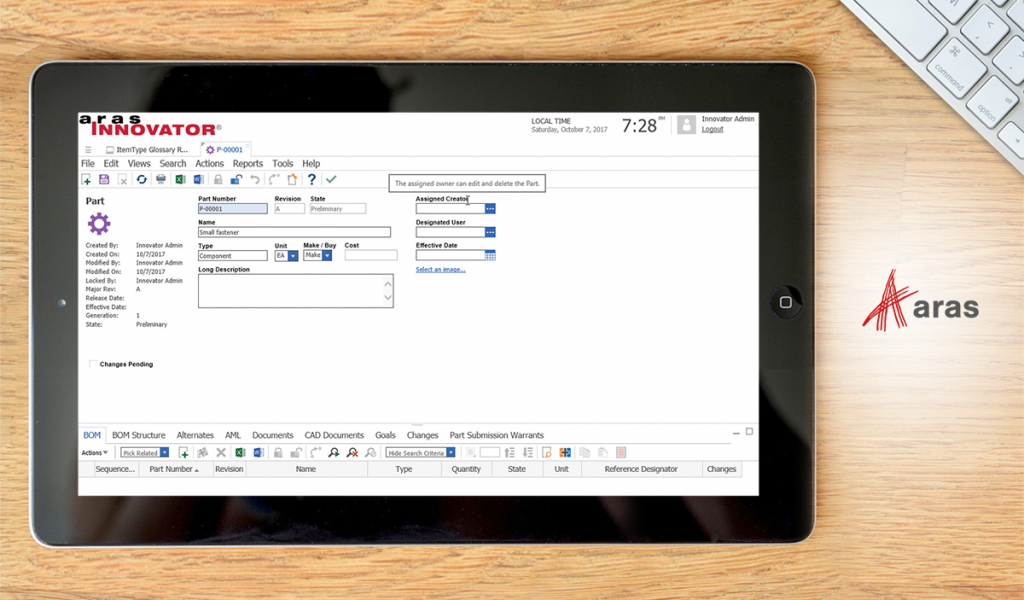 Aras Innovator dashboard