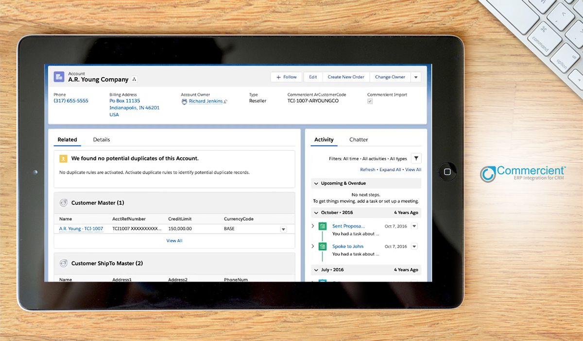 Commercient SYNC dashboard